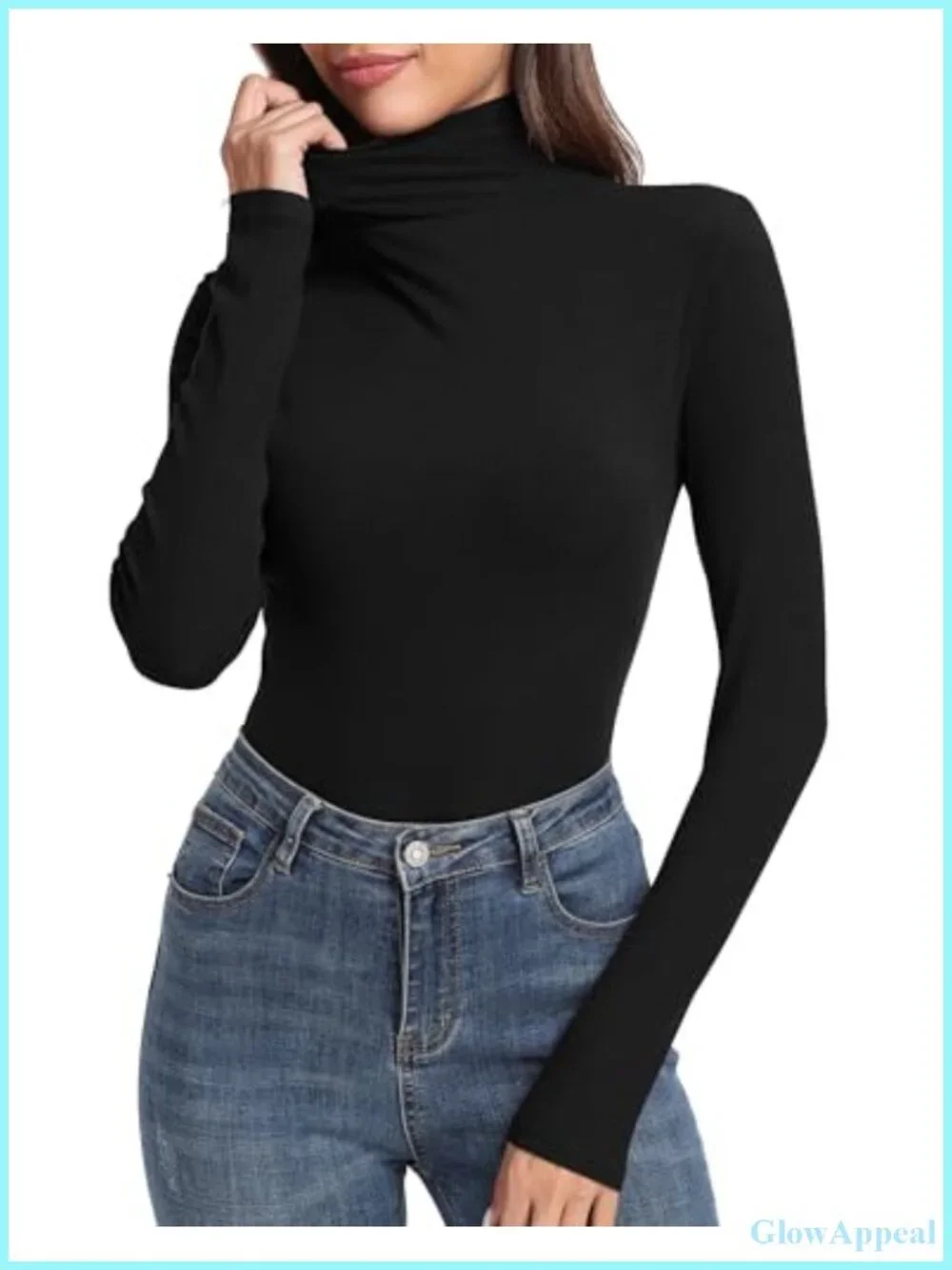Ribbed Turtleneck Fitted Long Sleeve Thermal Layering Top